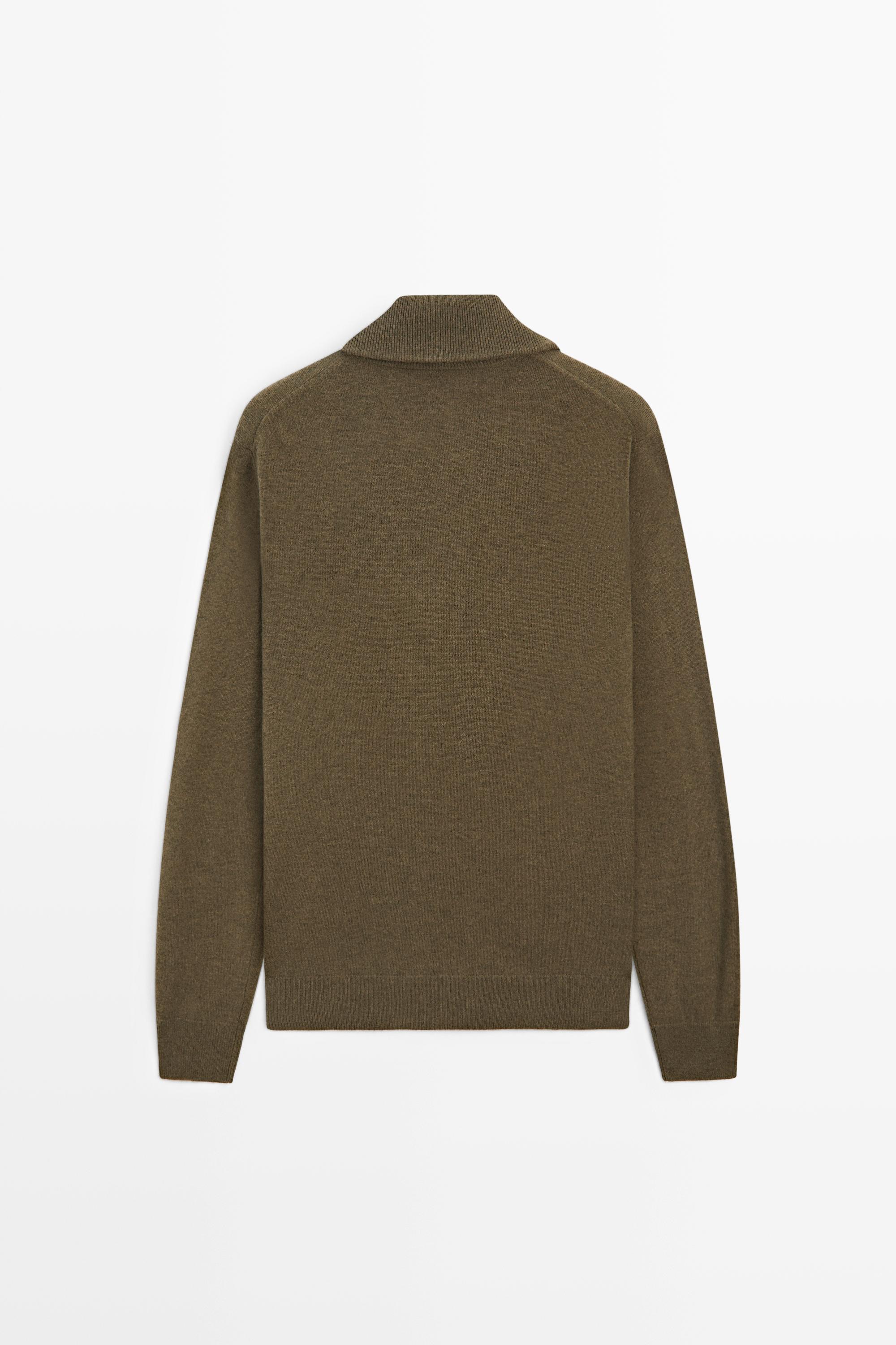 Mock neck zip-up knit sweater
